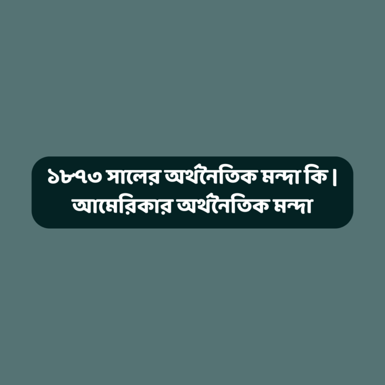 ১৮৭৩ সালের অর্থনৈতিক মন্দা কি | আমেরিকার অর্থনৈতিক মন্দা