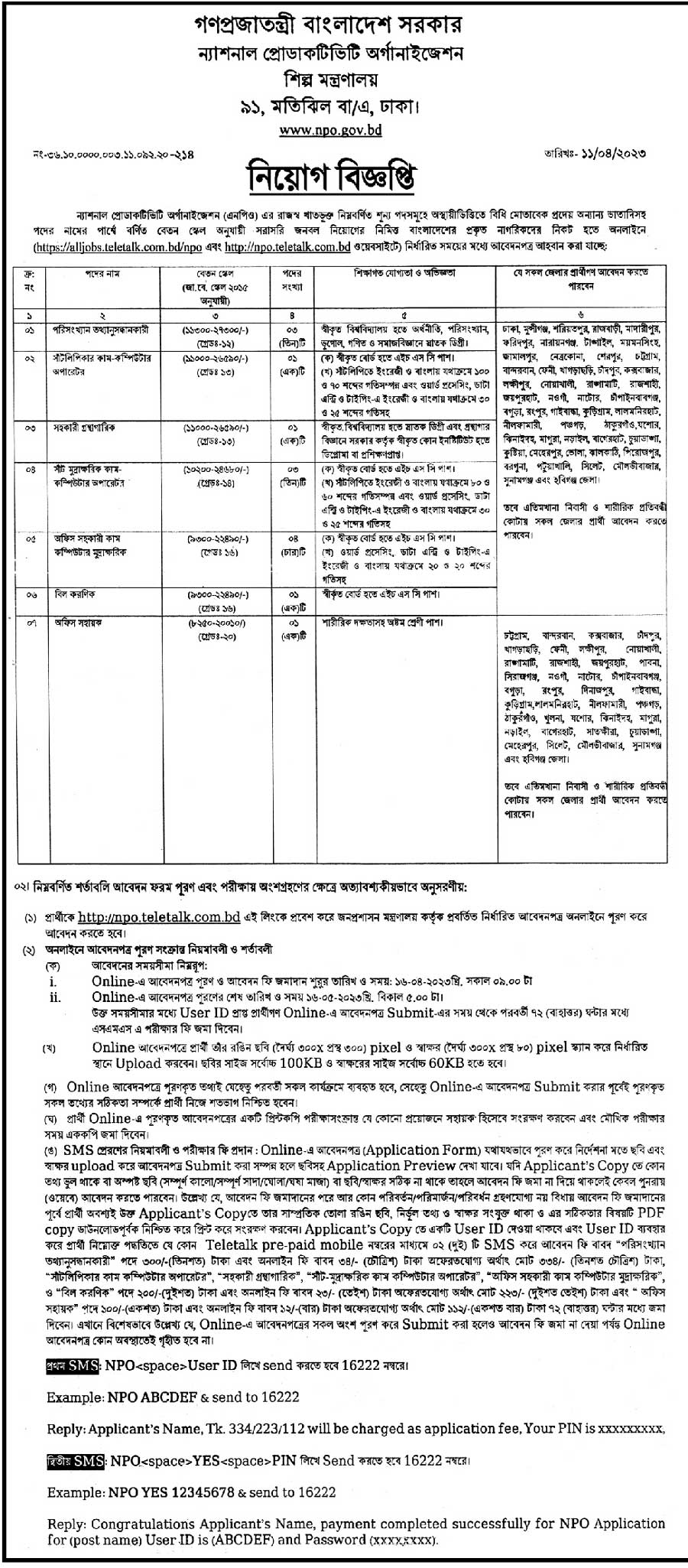 শিল্প মন্ত্রণালয়ের নিয়োগ বিজ্ঞপ্তি ২০২৩
